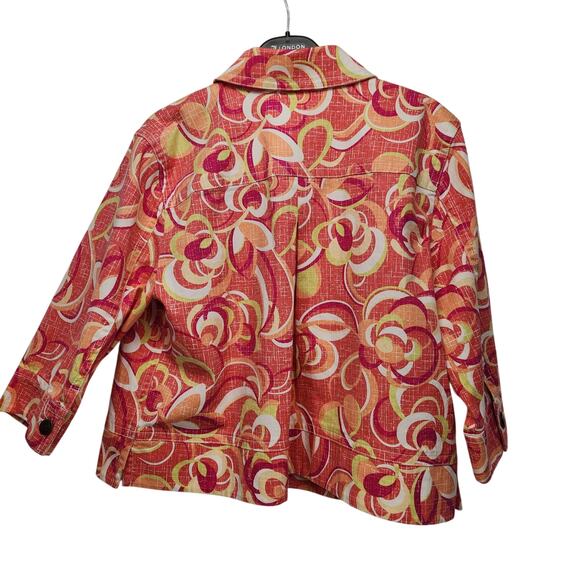 Ruby Rd Coral Orange Swirl Cropped Twill Jacket Women's 14 - Picture 10 of 10